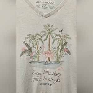 Life Is Good - V-Neck Tee, Flamingo, Palm